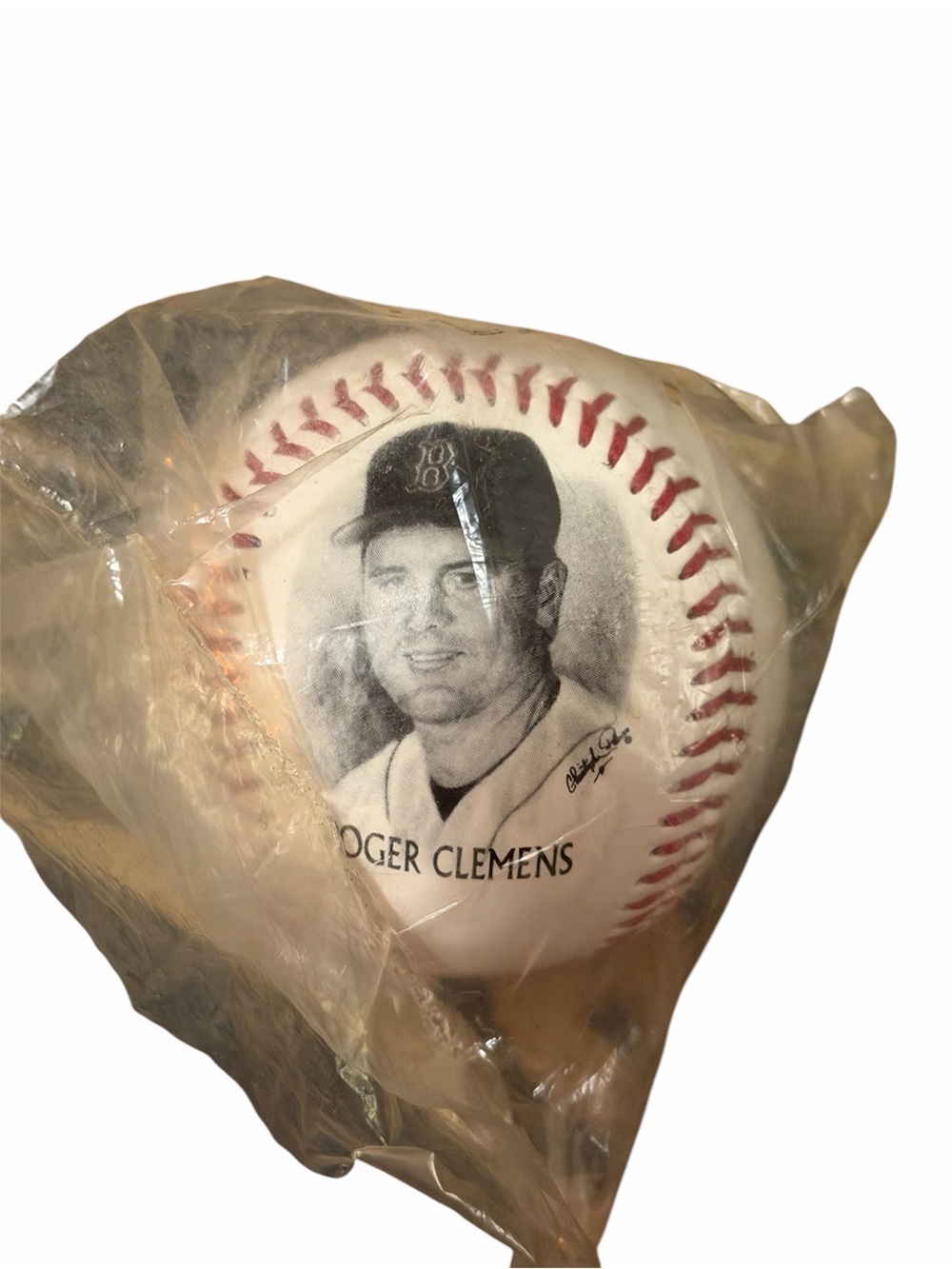 MLB Roger Clemens Boston Red Sox Baseball with Red Stitching and Player Portrait